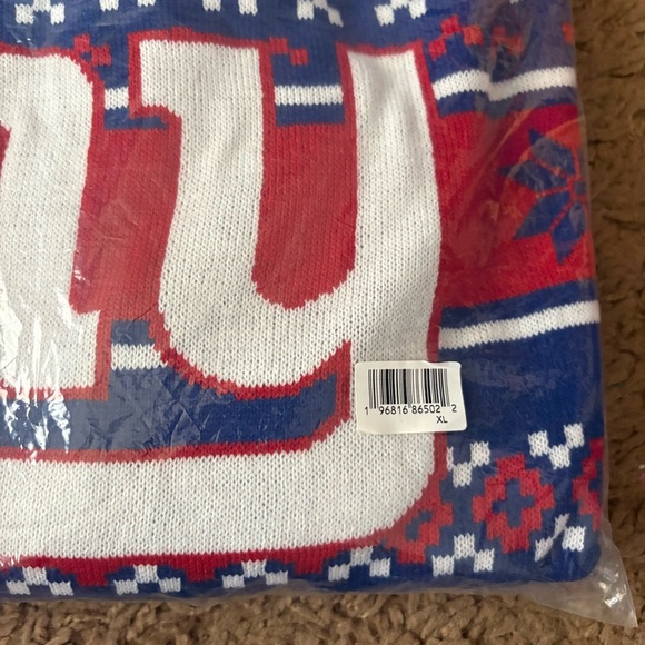 New York Giants Ugly Christmas Sweater NEW XL Blue Red FOCO NFL Football - Picture 5 of 6